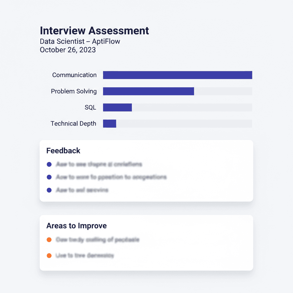 Interview assessment report with scores and feedback